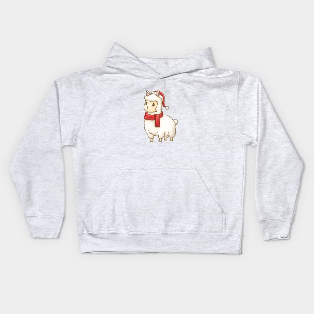 Cute Christmas Llama Kids Hoodie by Takeda_Art